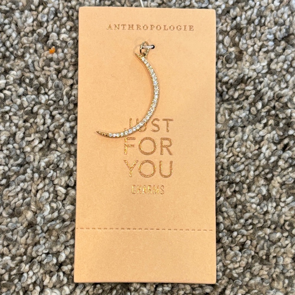 Anthropologie Gold Crescent charm with Sparkling Accents